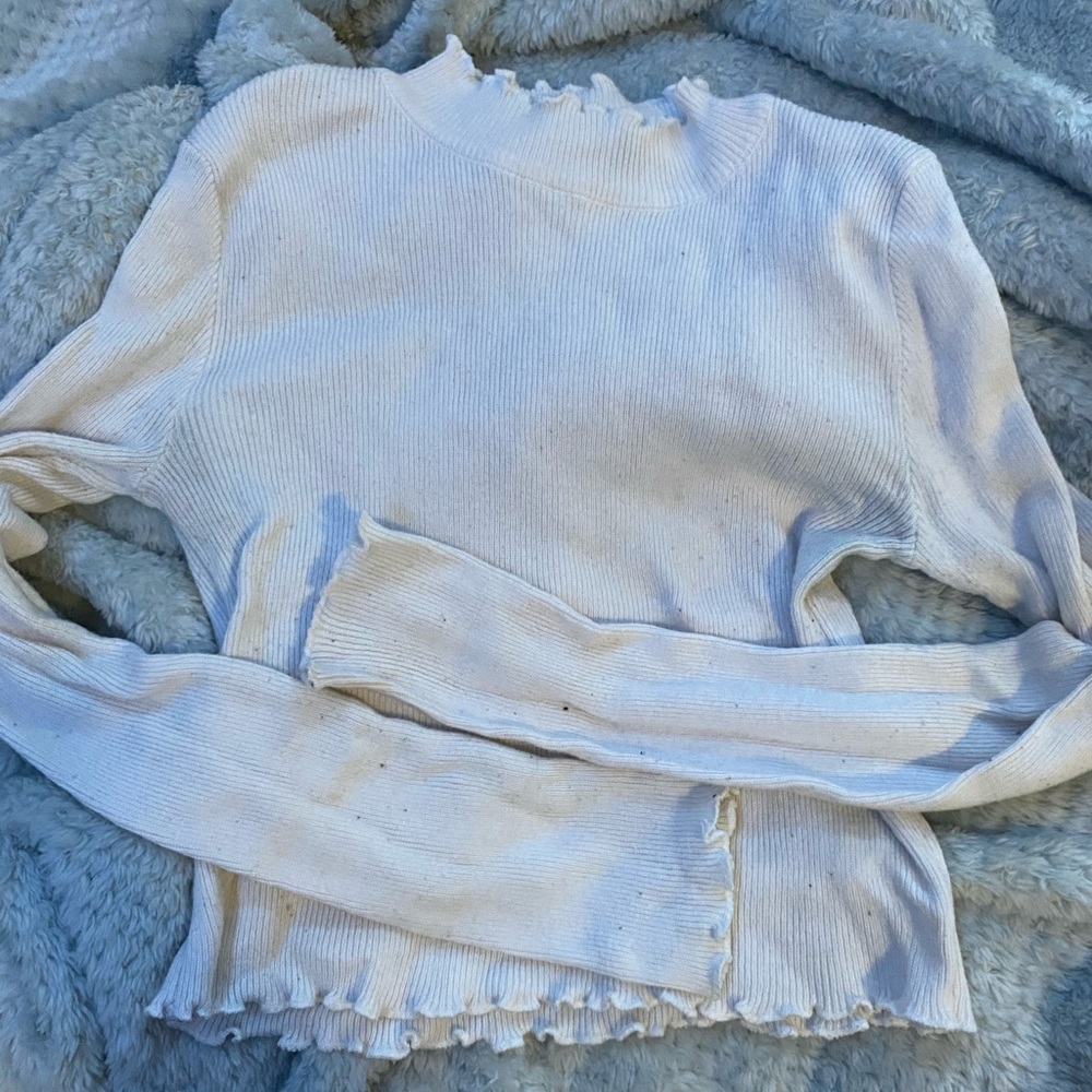 white turtle neck crop top